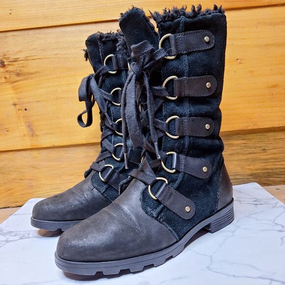 Sorel Women's Emelie Lace up suede shepa lined boots 1749271 size 7 equestrian - Picture 2 of 7